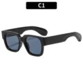 Trendige klobige quadratische Sonnenbrille schwarz Mode Sonnenbrille Variante C1 - Schwarzer Rahmen Graue Gläser