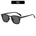 Classic fashion square sunglasses for men and women, black frame with dark grey lenses. - Black Frame Grey Lens