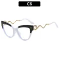 Zwarte En Witte Cat Eye Bril Met Unieke Gouden Slangen Tempels Stijl Variant C6 - C6-Zwart Wit Frame Heldere Lens