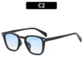 Fashion square anti-blue light glasses for men and women, casual black frame with gradient lenses. - Black Frame Blue Gradient Lens
