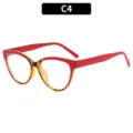 Modische zweifarbige Katzenauge Blaulichtfilter Brille, trendiges optisches Brillengestell. - C4-Rot Schildpatt