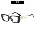 Gafas retro negras elegantes con varillas de serpiente de oro únicas para look moderno - Montura Negra Lentes Transparentes