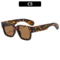 Modische quadratische Sonnenbrille mit Schildpatt-Rahmen und braunen Gläsern für Damen und Herren. - C5 Schildpatt Rahmen Tee Linse