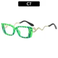 Gafas de moda degradadas verdes con patillas únicas de serpiente dorada para mujeres. - Rayas verdes Lente clara