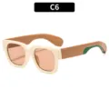 Klobige quadratische Farbblock-Sonnenbrille für Damen und Herren, modische Brille. - C6-Cremeweißer Rahmen Champagner Linse
