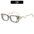 Gafas cuadradas vintage de moda con montura de cebra y patillas de serpiente doradas únicas. - Rayas Café Té Transparentes Lente Transparente