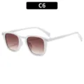 Fashion square white frame sunglasses with gradient lenses for men and women outdoor casual wear. - White Frame Gradient Brown Lens