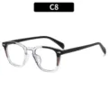 Fashion square anti-blue light optical glasses, color-blocking frame, model variant C8. - Black Transparent Clear Lens