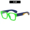 Klobige quadratische Sonnenbrille Farbblock Trend Retro stylische Brille fuer Damen und C10 - C10-Grüner Rahmen Klare Gläser