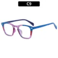 Stylish color block anti-blue light glasses for daily wear, lightweight square optical frame. - Blue Transparent Purple Clear Lens