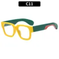 Modische quadratische farbblockierte Sonnenbrille fuer Damen und Herren Sonnenschutz - C11-Gelber Rahmen Klare Gläser