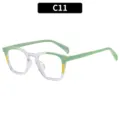 Fashion colorblock blue light blocking glasses C11, transparent and green square frame. - Green Transparent Clear Lens