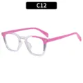 New fashion square anti-blue light glasses, casual color block clear pink frame for daily wear. - Pink Transparent Clear Lens