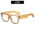 Klobige quadratische Sonnenbrille für Damen und Herren, trendiger transparenter Bernstein. - C14-Trans Braun Rahmen Klare Gläser