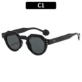 New stylish Japanese style geometric sunglasses men women trendy black sun glasses - C1-Black Frame Gray Lens