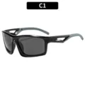 Sports sunglasses C1, black frame dark grey lens outdoor cycling glasses variant. - Glossy Black Frame Grey Lens