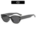 Lunettes de soleil rétro œil-de-chat pour femmes avec monture grise et verres foncés. - Style C2 (77178) / Monture Grise Verres Gris