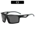 Men women outdoor sports sunglasses UV protection windproof cycling mountaineering eyewear - C2 Matte Black Frame Grey Lens