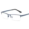 Heren blauwlichtwerende half-rim bril, zakelijk metalen montuur, heldere glazen brillen. - Blauw Montuur