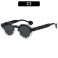 Trendy black clear frame sunglasses, stylish unisex casual sun eyewear, chic color variant C2. - C2 Black Clear Frame Gray Lens