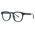 Classic black optical frame glasses featuring retro keyhole bridge and stylish metal rivet details. - C1-Black