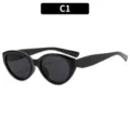 Fashion cat-eye sunglasses for women, trendy black summer sun glasses variant C1 style. - Black Frame Grey Lens