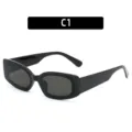 Black thick frame retro sunglasses fashion trend hip hop sun glasses for women and men C1 - Black Frame Grey Lens