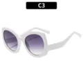 Gafas de sol cat-eye grandes de moda para mujer con lentes moradas degradadas y montura blanca. - Montura Blanca Lente Gris