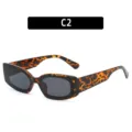 Retro rectangular tortoise shell sunglasses C2, stylish UV protection shades for women and men. - Tortoise Frame Gray Lens