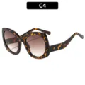 Gafas de sol ojo de gato grande para mujer, montura carey de moda con lentes degradadas. - Marco Carey Lente Té Degradado