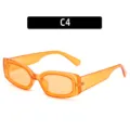 Trendy orange rectangular sunglasses for women and men fashion vintage eyewear new - Transparent Orange Frame Orange Lens