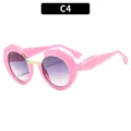 Gafas de sol redondas de mujer con filtro luz azul montura rosa tendencia modelo C4 - C4 Montura Rosa Lentes Doble Gris