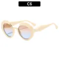 Gafas de sol de mujer redondas de moda con montura beige irregular y cristales degradados. - C6 Montura Beige Lentes Té Azul