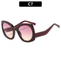 Gafas de sol de ojo de gato oversize para mujer con lentes degradadas rosas y montura. - Marco Rojo Vino Lentes Rosa Amarillo