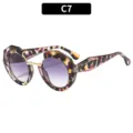 Gafas de sol de polígono para mujer de moda lentes degradadas moradas montura carey C7 - C7 Montura Carey Lentes Doble Gris
