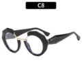 Gafas de moda redondas irregulares anti luz azul mujer montura negra de tendencia - Montura Negra Lente Blanca