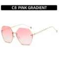 Gafas de sol mujer sin montura degradado rosa trendy metal proteccion UV gafas c8 - Montura dorada / Lentes rosa doble