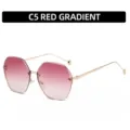 Gafas de sol sin montura degradado rojo para mujer, protección UV gafas de metal chics. - Montura Dorada Degradado Rojo Gris
