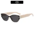 Lunettes de soleil femme rétro style chat avec monture bloc chic pour protection solaire. - Style C3 (77178) / Monture Blanc Cassé Verres Gris