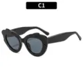 Occhiali da sole neri irregolari alla moda, stile unico per feste e viaggi all'aperto. - C1-Montatura Tutto Nero Lente Grigia