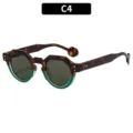 Trendy polygon sunglasses for men and women, stylish green tortoiseshell frame fashion eyewear. - C4 Tortoise Green Frame Gray Lens