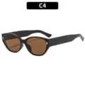 Lunettes de soleil rétro femme cadre noir verre marron style mode tendance modèle C4 - Style C4 (77178) / Monture Noire Verres Thé