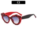 Modelli occhiali da sole cuore irregolare, eleganti occhiali rossi e neri per feste. - C2 Montatura Nero Rojo Lenti Doppio Grigio