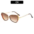 Gafas de sol cuadradas de ojo de gato de metal variante C4 para moda exterior y streetwear. - Montura Marrón Jaspeada Lentes Dobles Marrones