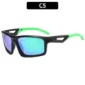 Fashion sports sunglasses with black frame neon green temples and blue green reflective lens - C5-Black Frame Green Mirror