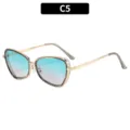 Gafas de sol ojo de gato de metal C5, lentes degradadas de moda, protección UV urbano. - Montura Gris Translúcida Lentes Azul Gris