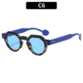 Trendy geometric sunglasses with blue lenses and tortoise frame, stylish eyewear C6 - C6 Blue Tortoise Frame Blue Lens