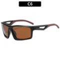 Outdoor sports sunglasses with UV protection, windproof design, trendy frames for men and women. - C6-Black Frame Tea Lens
