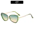 Moderne Gafas de Sol Cat-Eye de Metal Lente Degradada Verde Variante C7 Estilo - Carey Verde Lentes Azul Té