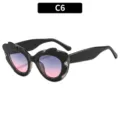 Occhiali da sole irregolari sfumati alla moda per donna, eleganti occhiali da festa. - C6 Montatura Nera Lenti Grigio Rosa